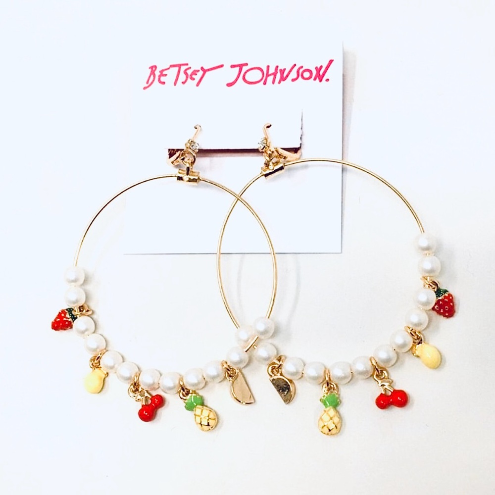 Betsey Johnson Forbidden Fruit Hoops, Women's Size OS - Multicolor
